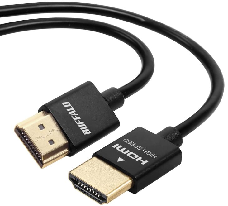 バッファロー HDMI スリム ケーブル 1m ARC 対応 4K × 2K 対応 【 HIGH SPEED with Ethernet 認証品 】 BSHD3S10BK/N
